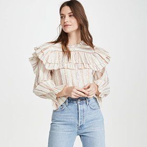 Sea New York NY Striped Ruffled Harriet Blouse Top Size 4